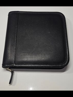Coach RARE Vintage Black Leather Zip-Around CD Media Storage Carry Case Wallet